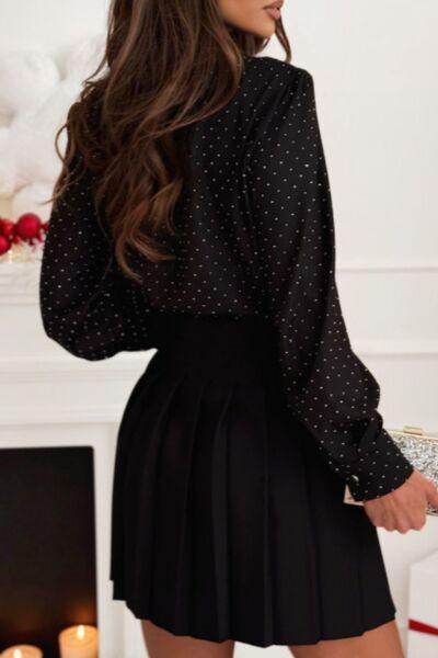 Button Down Rhinestone Decor Long Sleeve Shirt for Women